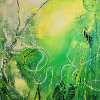 Painting titled "Dive into green" by Sylvia Eder, Original Artwork, Acrylic Mounted on Wood Stretcher frame