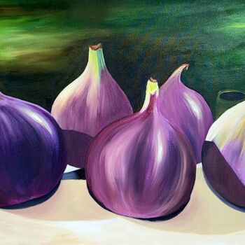 Painting titled "Freshly picked figs" by Sylvia Eder, Original Artwork, Acrylic