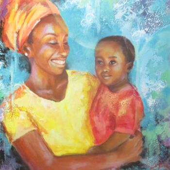 Peinture intitulée "petite-afrique-3-60…" par Sylvia Fuet, Œuvre d'art originale, Huile