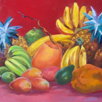 Pittura intitolato "fruits-pays-i-40x40…" da Sylvia Fuet, Opera d'arte originale