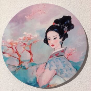 Painting titled "CHINOISERIES III" by Sylvia Fuet, Original Artwork, Oil