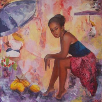 Painting titled "MARCHANDE COCOS II" by Sylvia Fuet, Original Artwork