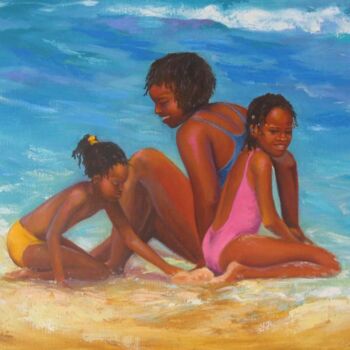 Pintura titulada "jeu de plage II" por Sylvia Fuet, Obra de arte original
