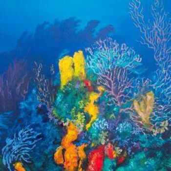 Pintura titulada "jardin de corail" por Sylvia Fuet, Obra de arte original