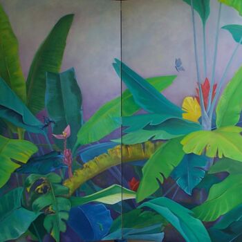 Schilderij getiteld "paravent végétal" door Sylvia Fuet, Origineel Kunstwerk