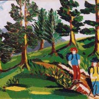 Pittura intitolato "Escursione in coppia" da Sylvia Giro, Opera d'arte originale, Olio