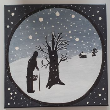 Картина под названием "Old man in the snow…" - Maze, Подлинное произведение искусства, Акрил