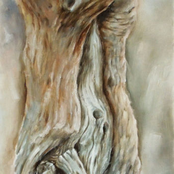 Painting titled "L'olivier" by Sylvia Mota, Original Artwork