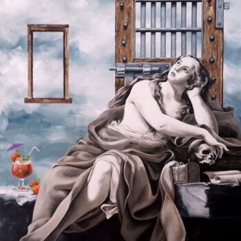 Pittura intitolato "Magdalena à la frai…" da Sylvia Mota, Opera d'arte originale, Olio Montato su Telaio per barella in legno