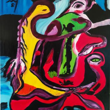 Pintura titulada "Oiseau d'augure ent…" por Sylviane Dréau (Sylviou), Obra de arte original, Oleo