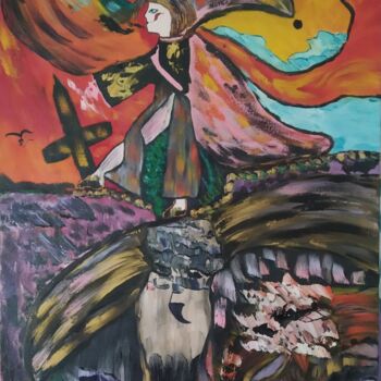 Peinture intitulée "La funambule" par Sylviane Dréau (Sylviou), Œuvre d'art originale, Huile
