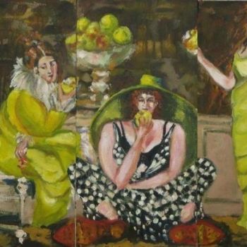 Peinture intitulée "les 3 grasses" par Sylviane Le Boulch, Œuvre d'art originale