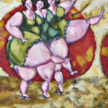 Painting titled "pom pom girls" by Sylviane Le Boulch, Original Artwork