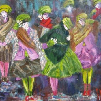 Painting titled "Les frileuses" by Sylviane Le Boulch, Original Artwork