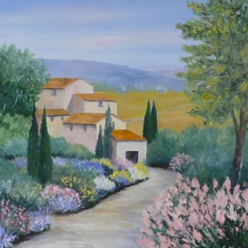 Peinture intitulée "paysage provençal" par Sylviane Nadaud, Œuvre d'art originale