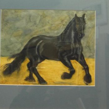 Painting titled "frison au galop" by Sylvianne Do, Original Artwork