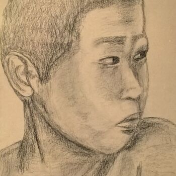 Drawing titled "A Bali" by Sylvid, Original Artwork, Charcoal