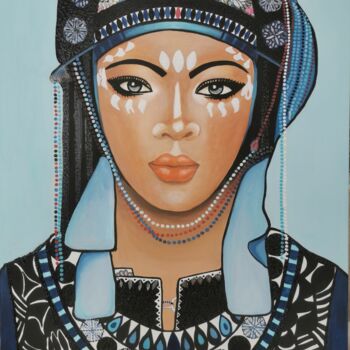 Painting titled "INAYA" by Sylvie Abadie-Bastide, Original Artwork, Acrylic Mounted on Wood Stretcher frame