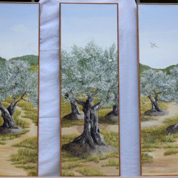 제목이 "Triptyque balade pa…"인 미술작품 Sylvie Artôt로, 원작, 아크릴 나무 들것 프레임에 장착됨