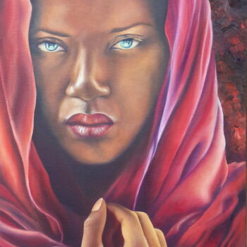 Картина под названием "Reddish Girl" - Sylvie Auvray Comin, Подлинное произведение искусства, Масло Установлен на Деревянная…