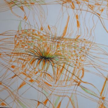 Drawing titled "La Trame du monde ?" by Sylvie Berger, Original Artwork, Pastel