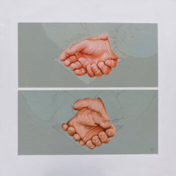 Pintura titulada "Jeu à 4 mains" por Sylvie Bayard (Sylvestre), Obra de arte original, Acrílico Montado en Bastidor de camil…