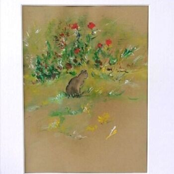 Drawing titled "SCENE DE JARDIN" by Sylvie Bayle, Original Artwork, Pastel Mounted on Cardboard