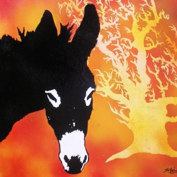 Peinture intitulée "l'âne catalan" par Sylvie Bisson, Œuvre d'art originale, Acrylique