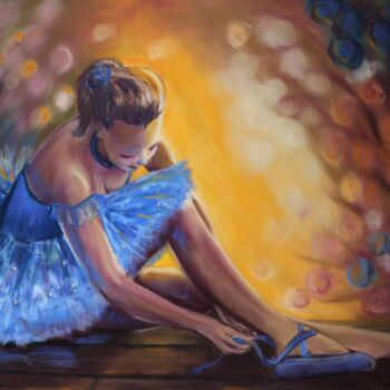 Painting titled "La danseuse bleue" by Sylvie Blandin, Original Artwork, Pastel