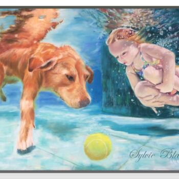 Schilderij getiteld "Ariel et Neptune" door Sylvie Blandin, Origineel Kunstwerk, Pastel