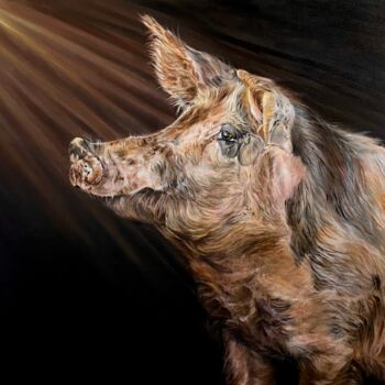 Pintura titulada "Divin Cochon" por Sylvie Boniface, Obra de arte original, Oleo Montado en Bastidor de camilla de madera