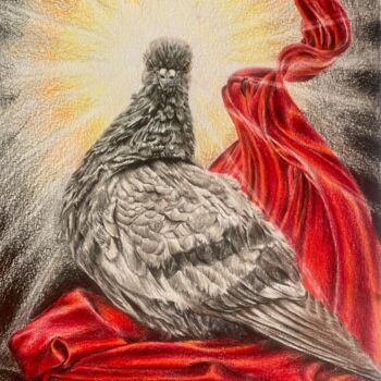 Рисунок под названием "Pigeon Franc-maçon" - Sylvie Boniface, Подлинное произведение искусства, Карандаш