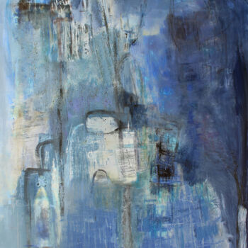 Painting titled "Rêve bleu" by Sylvie Boudet, Original Artwork, Oil