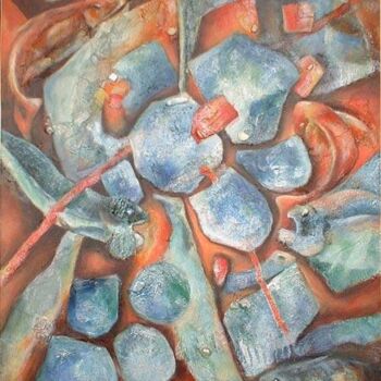 Painting titled "les poissons sont d…" by Sylvie Boulet, Original Artwork, Oil