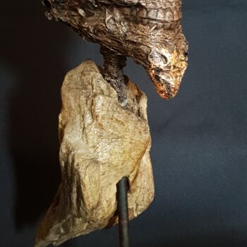 Sculpture titled "Birdman skull" by Sylvie Bublex, Original Artwork, Fabric