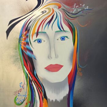Painting titled "Cindy" by Sylvie Cappe, Original Artwork, Oil