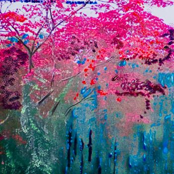 Painting titled "Fall tree" by Sylvie Paule Caron, Original Artwork, Ink