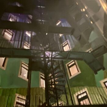 Картина под названием "Stairway - only the…" - Sylvie Paule Caron, Подлинное произведение искусства, Акрил