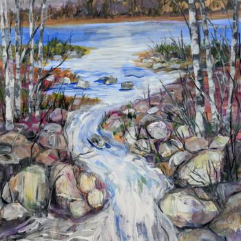 Peinture intitulée "River View" par Sylvie Carter, Œuvre d'art originale, Acrylique