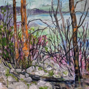 Pintura intitulada "Beach View" por Sylvie Carter, Obras de arte originais, Acrílico