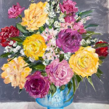 Peinture intitulée "Pastel Bouquet in a…" par Sylvie Carter, Œuvre d'art originale, Acrylique