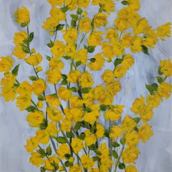 Painting titled "Yellow and Wild" by Sylvie Carter, Original Artwork, Acrylic