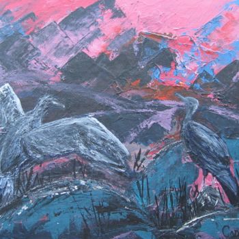 Peinture intitulée "cormorans" par Sylvie Casaubon, Œuvre d'art originale, Acrylique