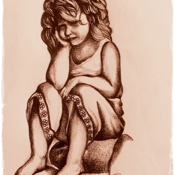 Dessin intitulée "L'ennui ..." par Sylvie Chauvin, Œuvre d'art originale, Crayon