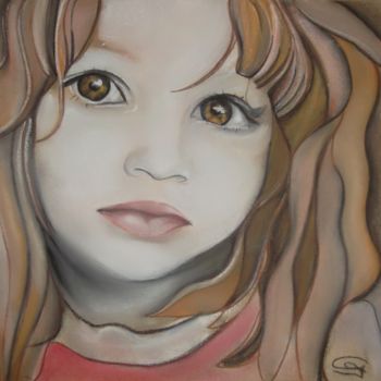 Drawing titled "PETITE FILLE AUX CH…" by Sylvie Chauvin, Original Artwork, Other