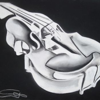 Drawing titled "VIOLON" by Sylvie Chauvin, Original Artwork, Pastel
