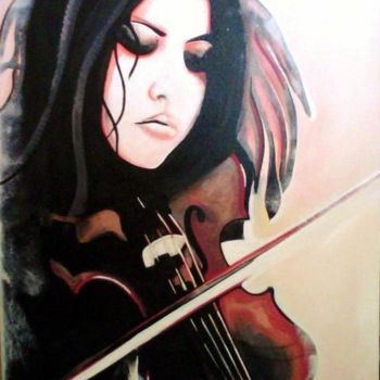 Painting titled "VIOLONISTE" by Sylvie Chauvin, Original Artwork, Acrylic
