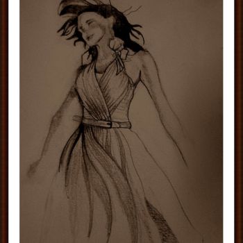 Drawing titled "Ondine" by Sylvie Chauvin, Original Artwork, Pencil