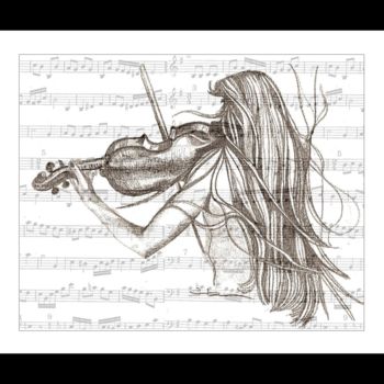 Dessin intitulée "Violine" par Sylvie Chauvin, Œuvre d'art originale, Crayon