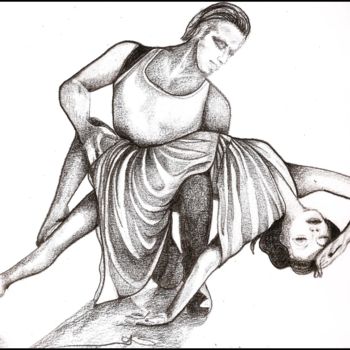 Drawing titled "DANSE" by Sylvie Chauvin, Original Artwork, Pencil